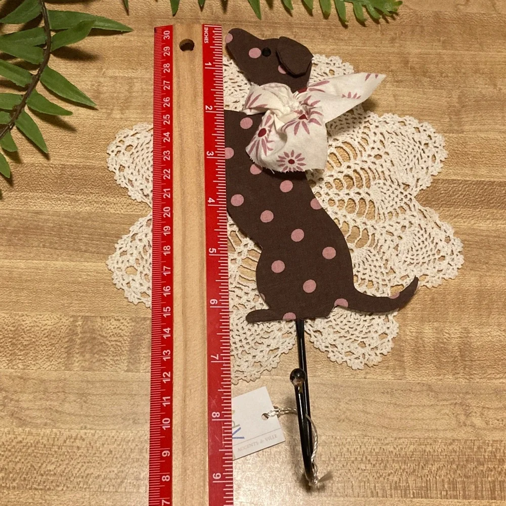 Brown And Pink Polka Dot Dog Wall Hook